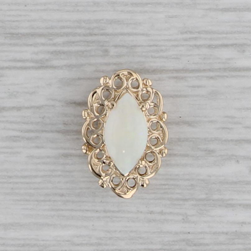 Gray Opal Solitaire Slide Bracelet Charm 14k Yellow Gold Vintage Richard Klein