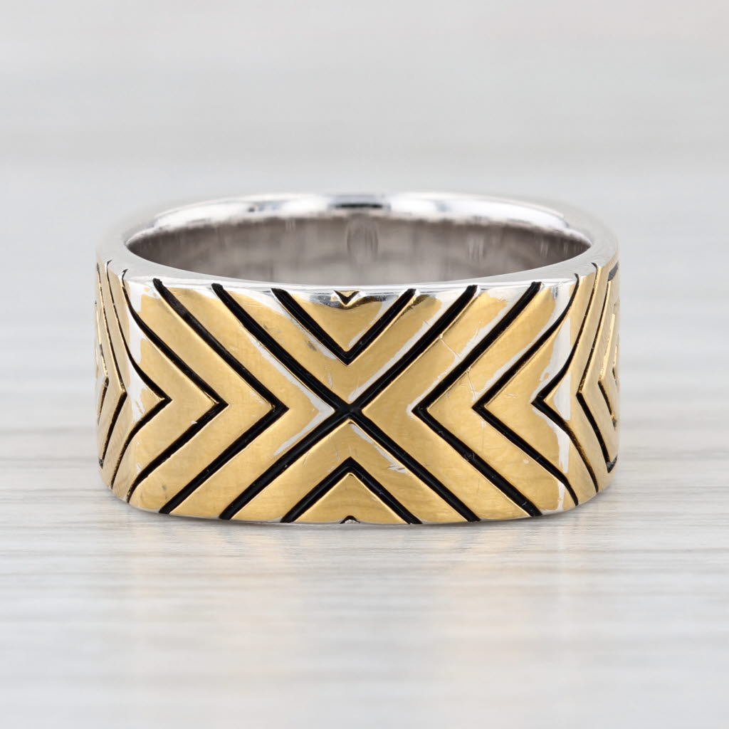 Effy Men's Ring Sterling Silver Gold Plated Size 10.25 Ring X Pattern