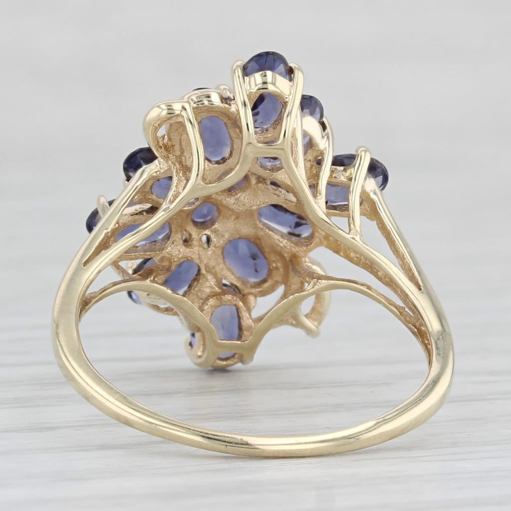 Light Gray 2.50ctw Purple Iolite Flower Cluster Ring 10k Yellow Gold Size 8.5