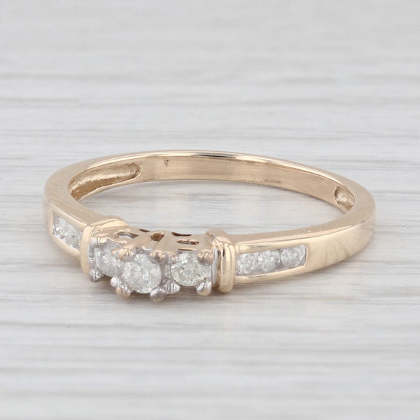 0.20ctw Diamond 3-Stone Engagement Ring 10k Yellow Gold Size 7.25 Stackable