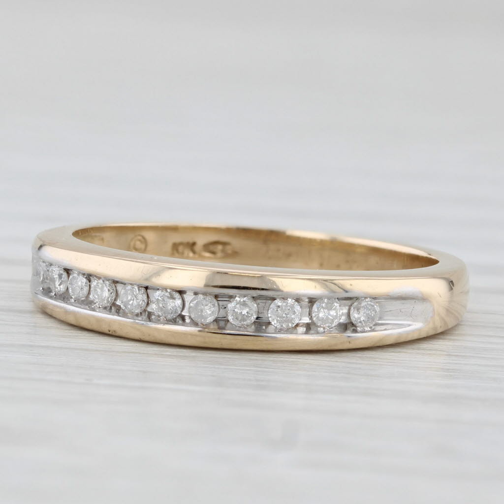 Light Gray 0.15ctw Diamond Wedding Band 10k Yellow Gold Size 7 Stackable Ring