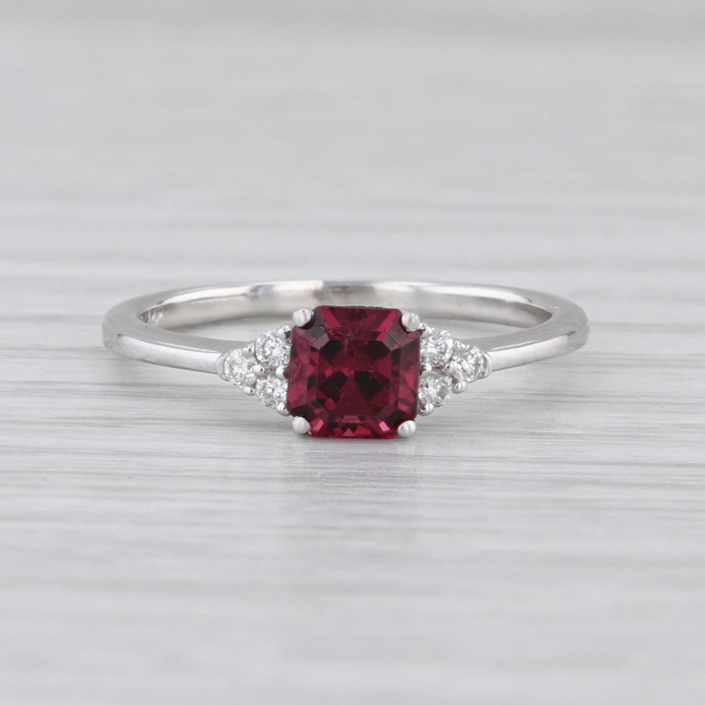 1.04ctw Rhodolite Garnet Diamond Ring 14k White Gold Size 5.75