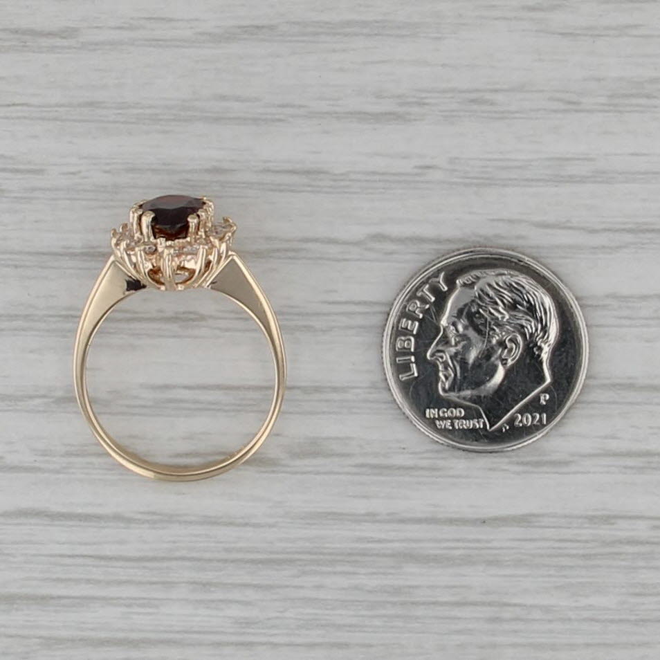1.84ctw Pear Garnet Diamond Halo Ring 14k Yellow Gold Size 5.75