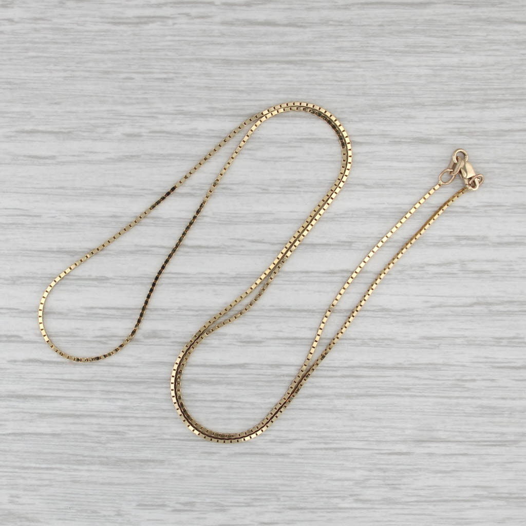 20" 0.8mm Box Chain Necklace 14k Yellow Gold Italy