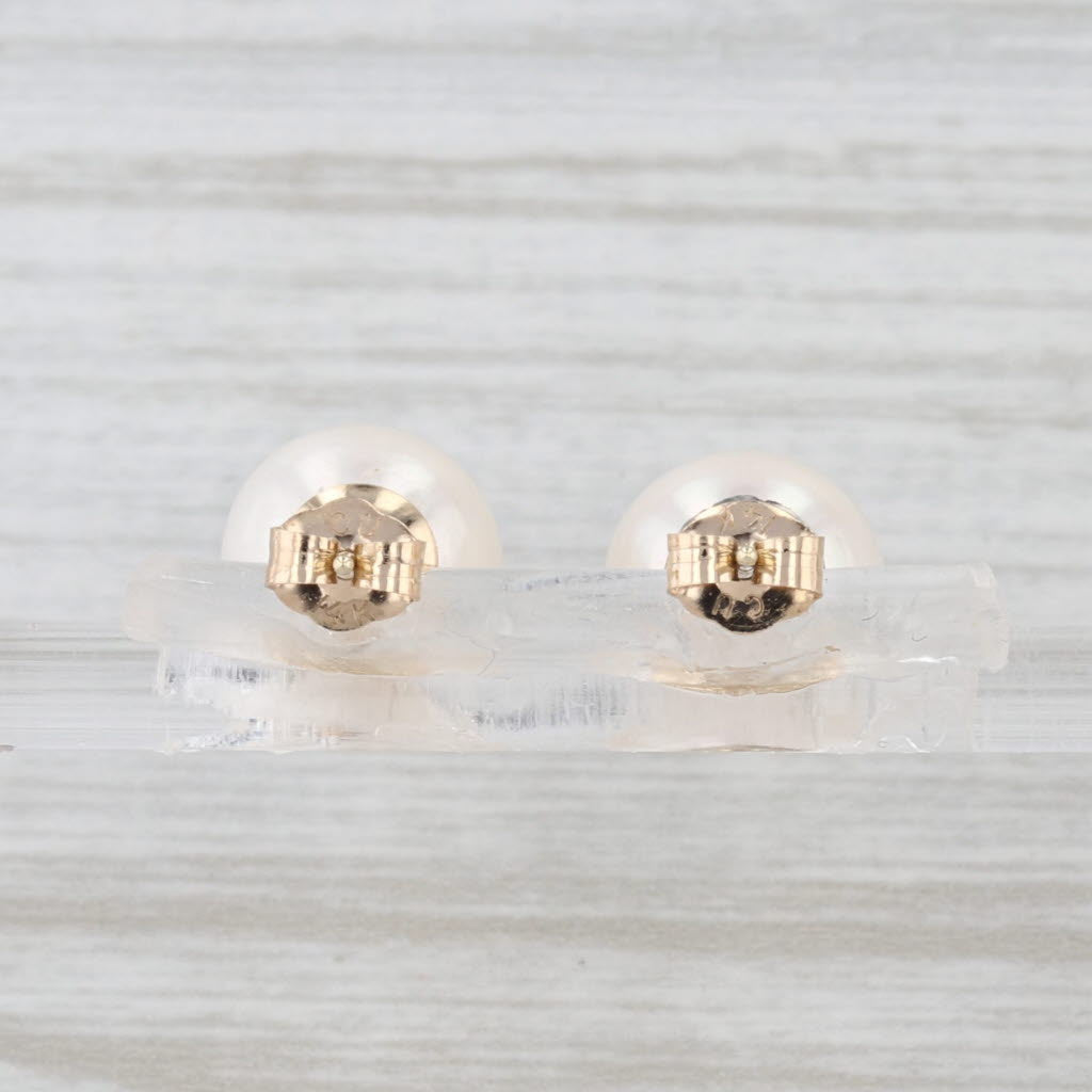 9mm Cultured Pearl Stud Earrings 14k Yellow Gold Studs