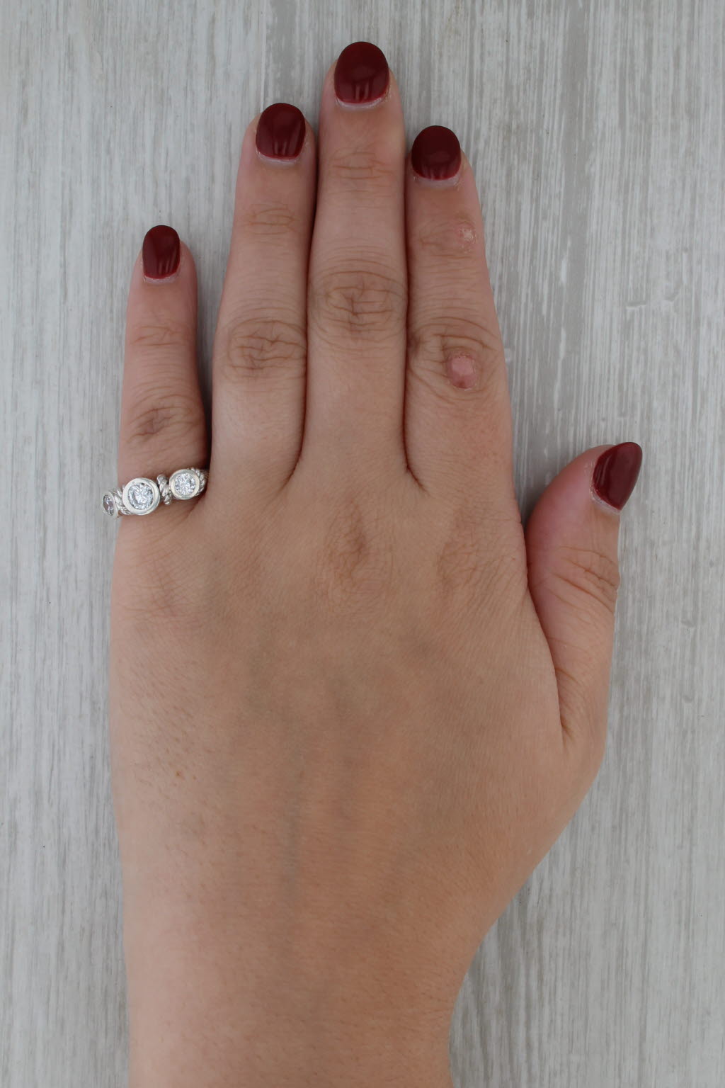 Judith Ripka Cubic Zirconia 3-Stone Ring Sterling Silver Size 5