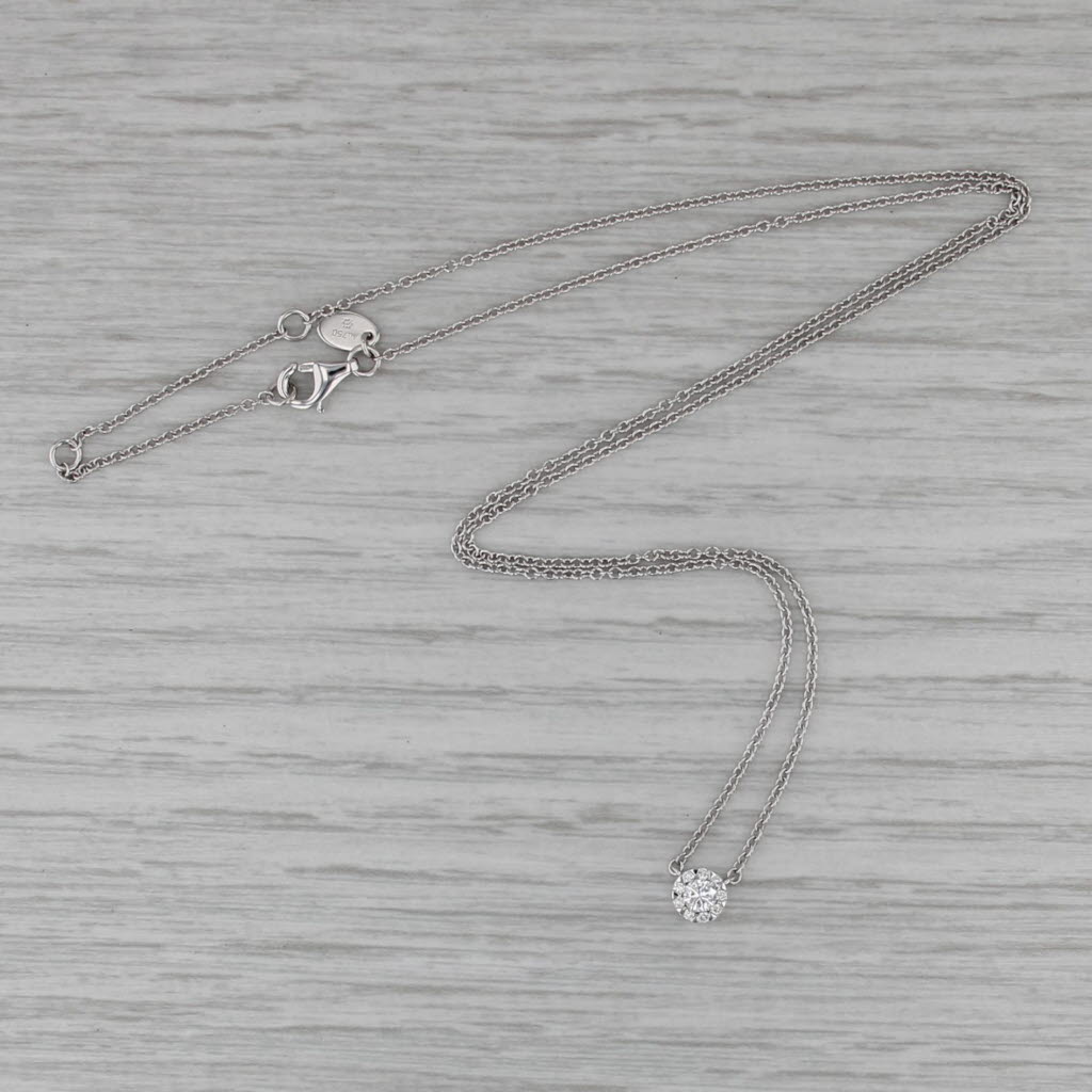 New Memoire 0.18ctw Diamond Cluster Necklace 18k White Gold 16"-18" Cable Chain