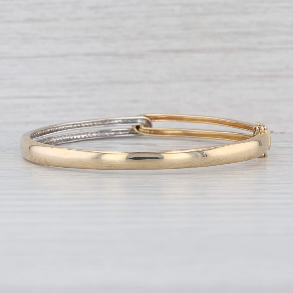 Effy 0.45ctw Diamond Interlocking Bangle Bracelet 14k Yellow White Gold 6.75"