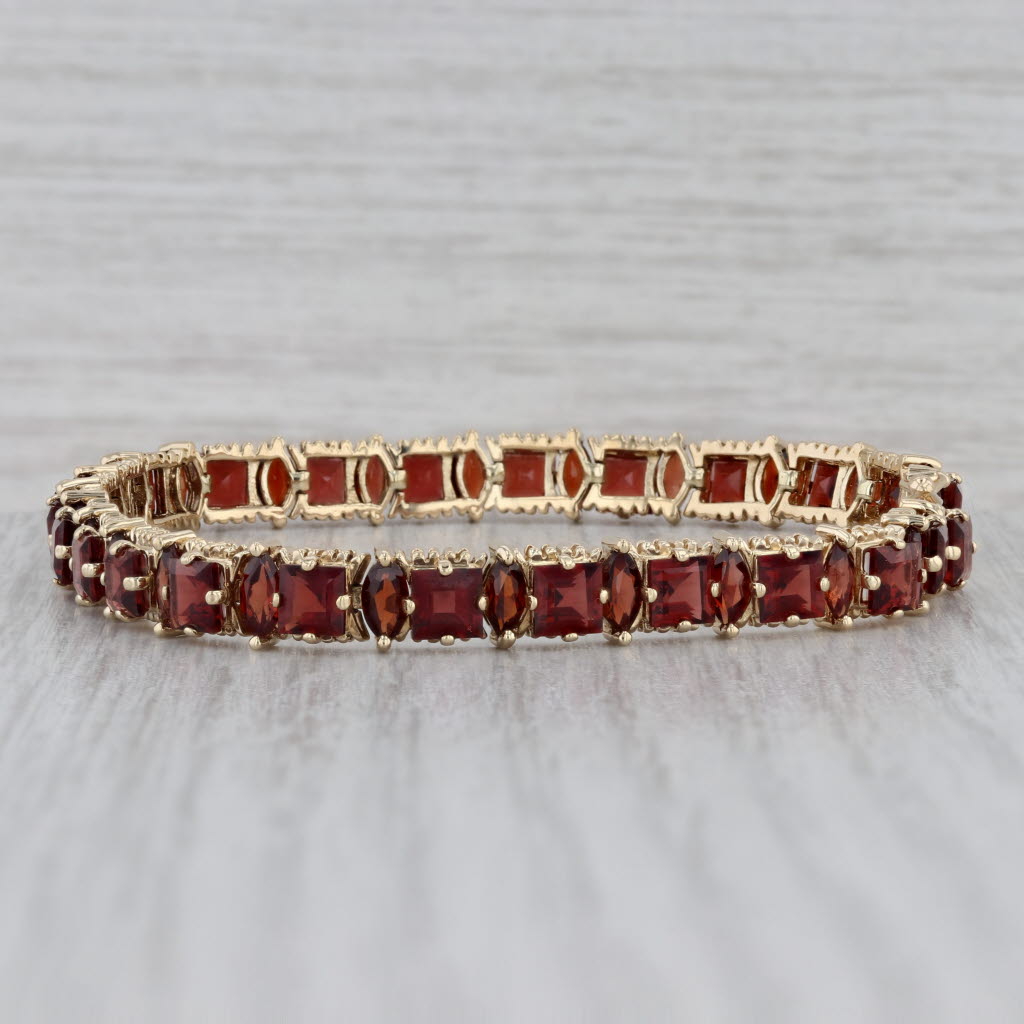 Gray 15ctw Garnet Tennis Bracelet 14k Yellow Gold 7.25" 6.4mm