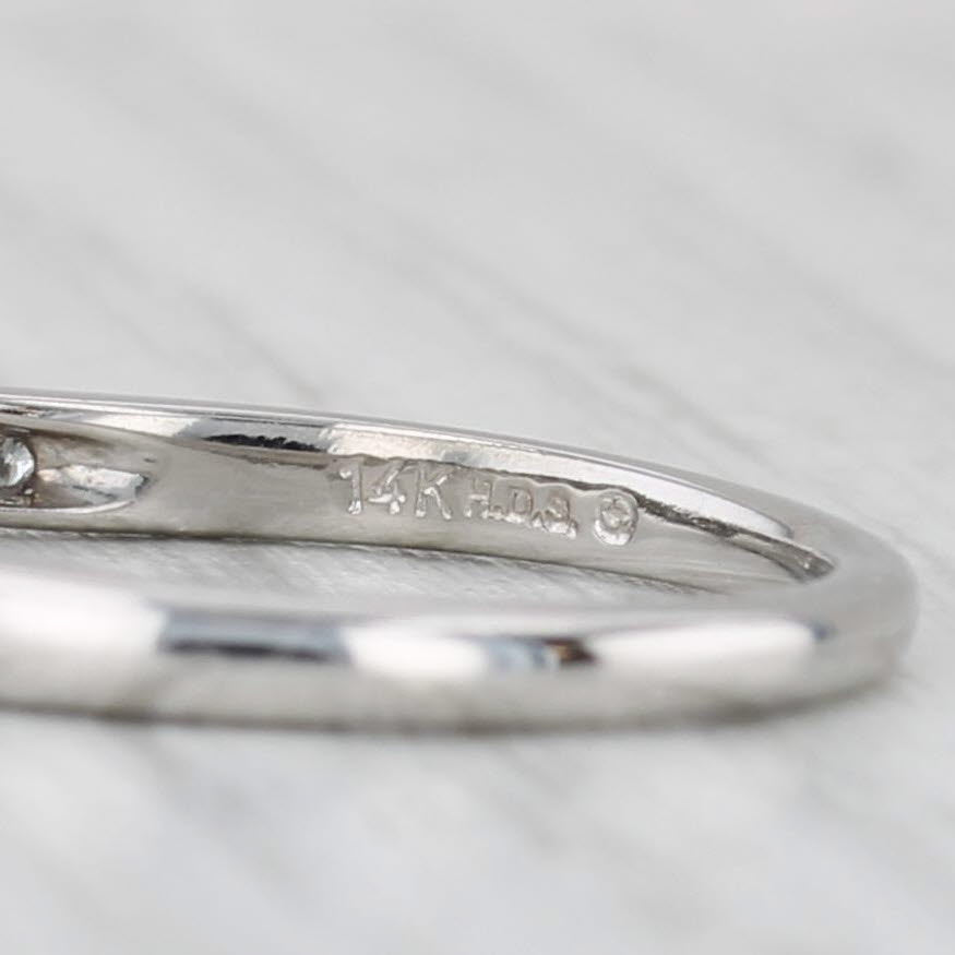 Light Gray 0.15ctw Contoured Diamond Wedding Band 14k White Gold Stackable Size 7 Ring