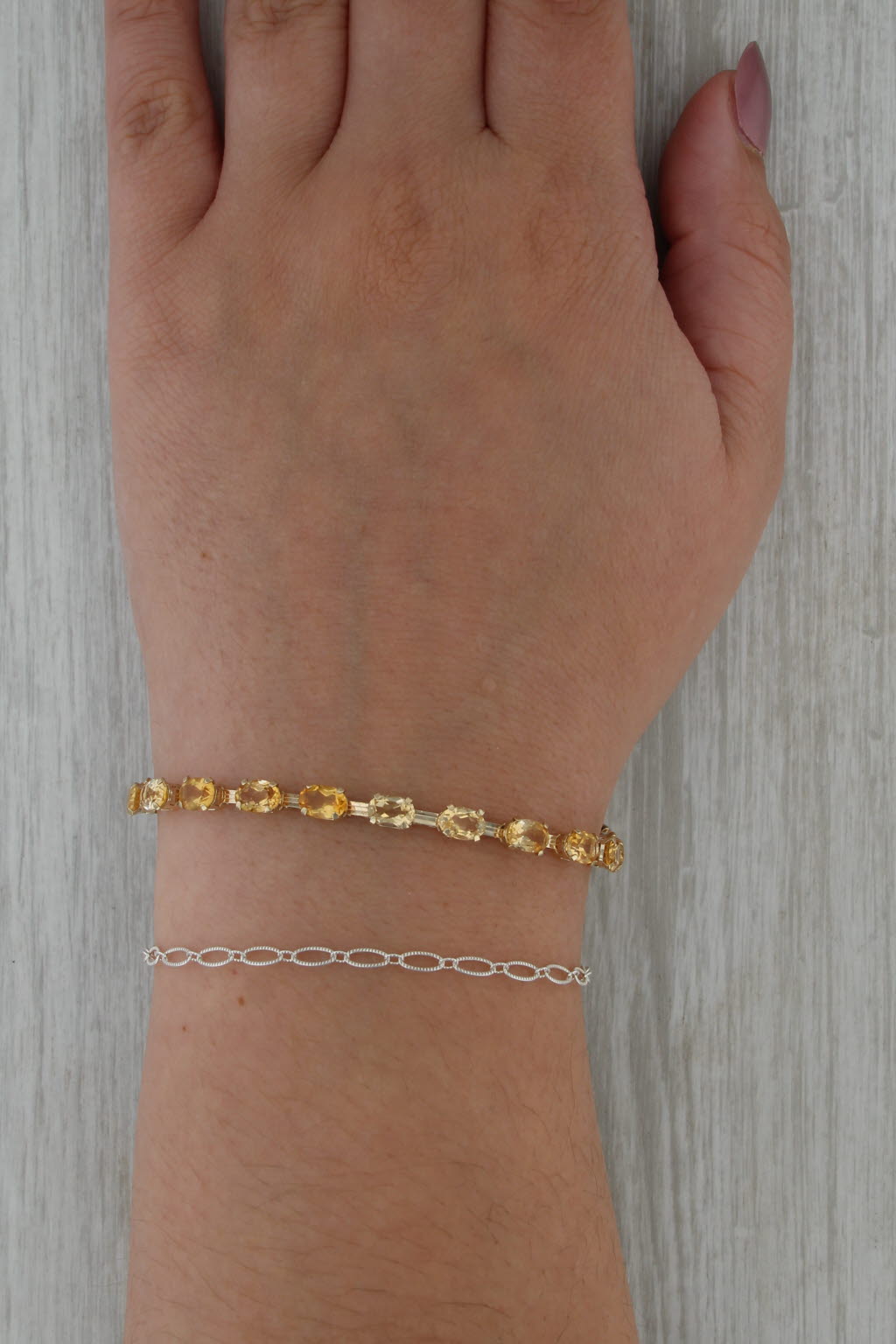 8.60ctw Citrine Tennis Bracelet 10k Yellow Gold 7" 4.2mm