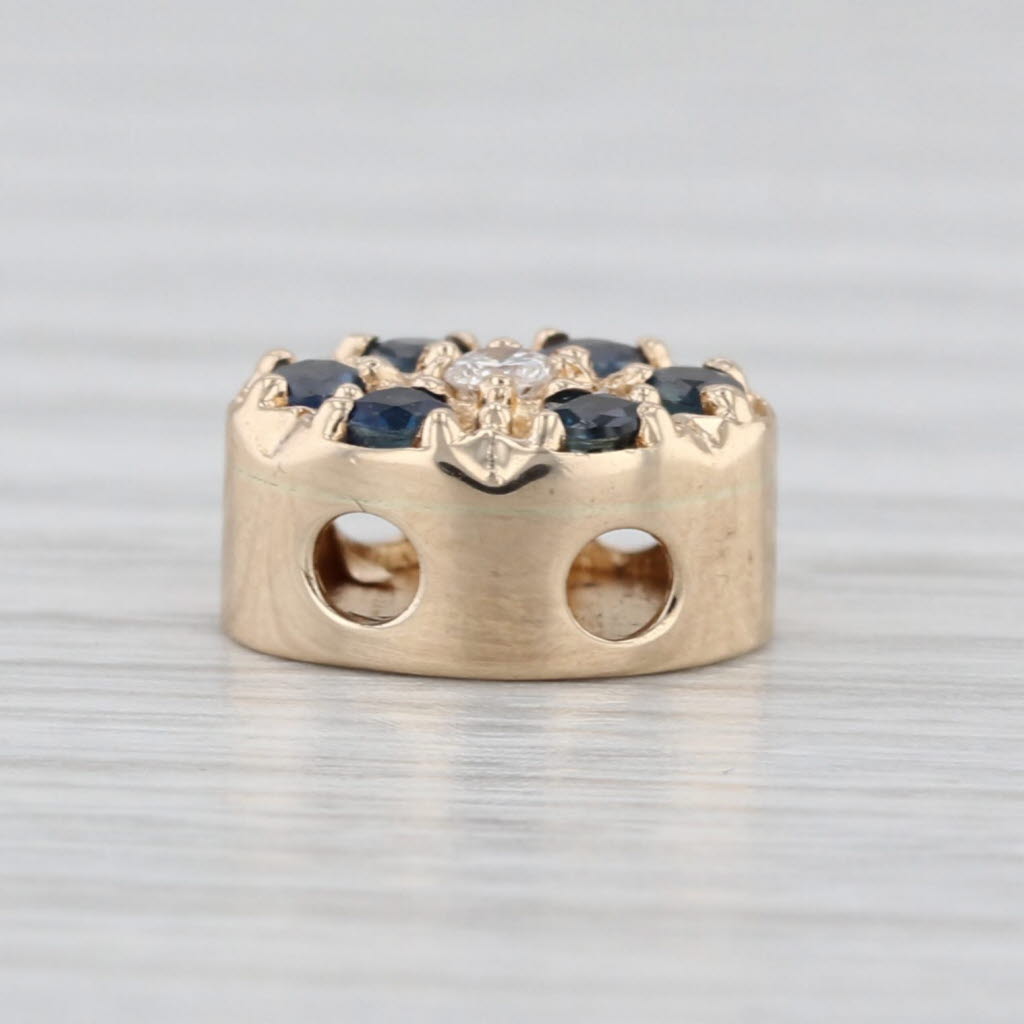 Richard Glatter 0.36ctw Blue Sapphire Diamond Slide Bracelet Charm 14k Gold