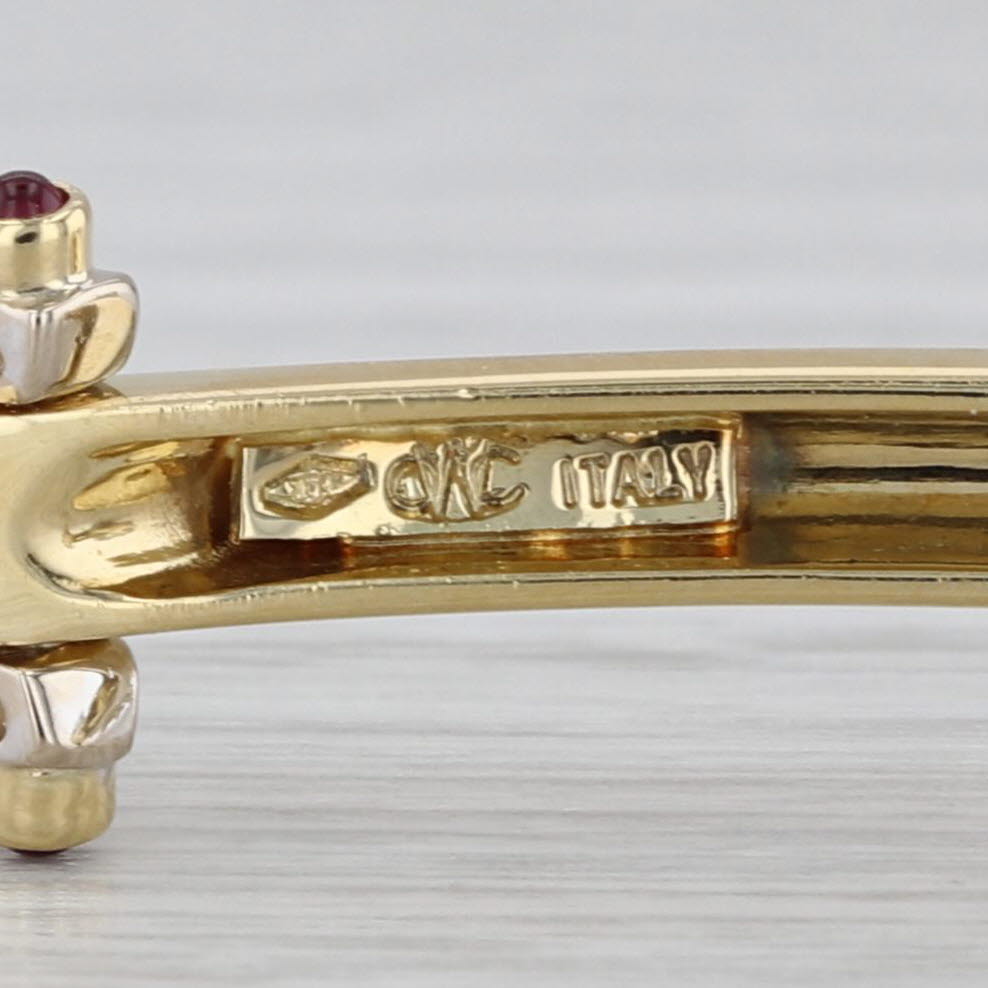 Horseshoe Bar Link Bracelet 18k Yellow White Gold Ruby 0.38ctw Diamond 6.75"
