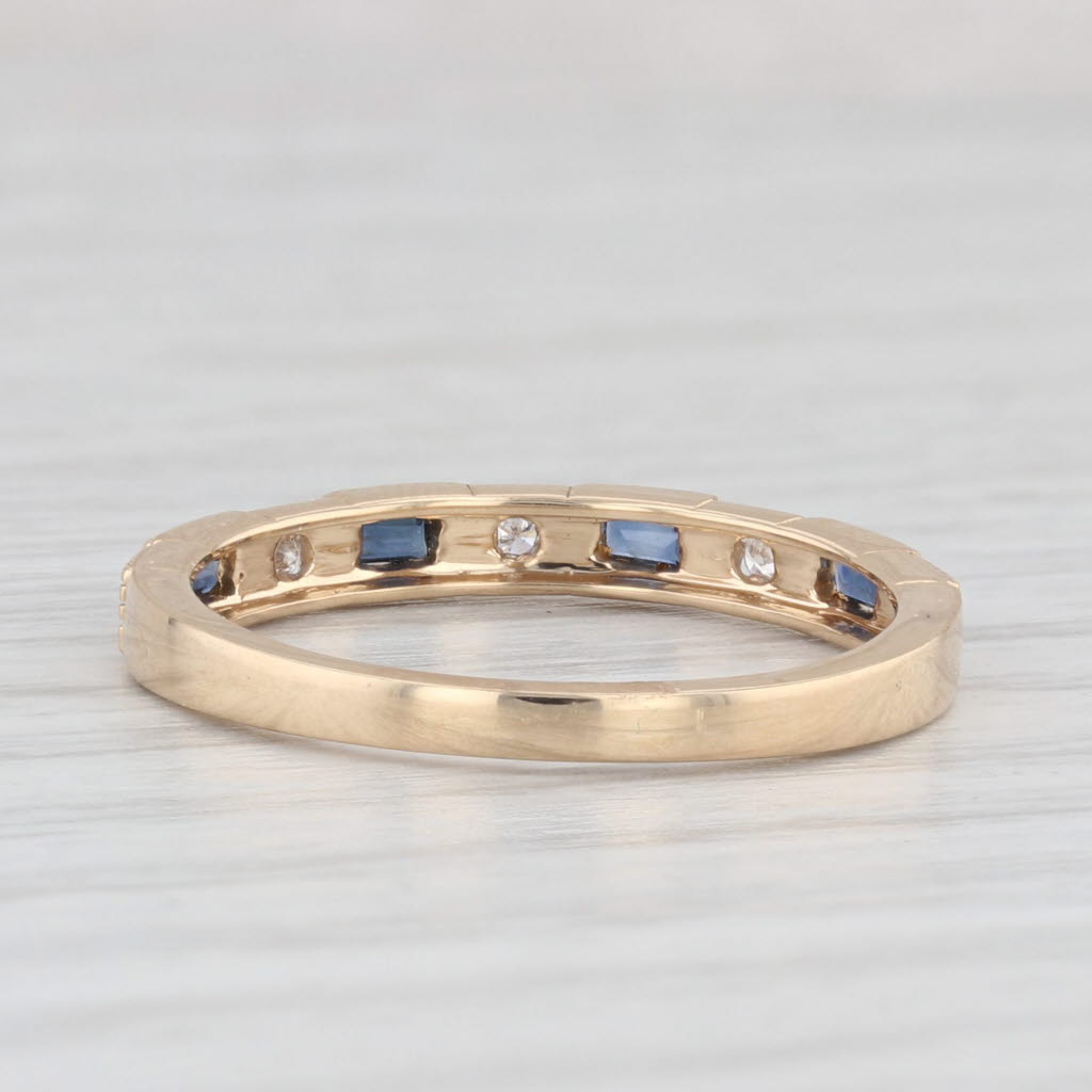 Light Gray New 0.32ctw Blue Sapphire Diamond Ring 14k Yellow Gold Stackable Wedding Sz 7.25