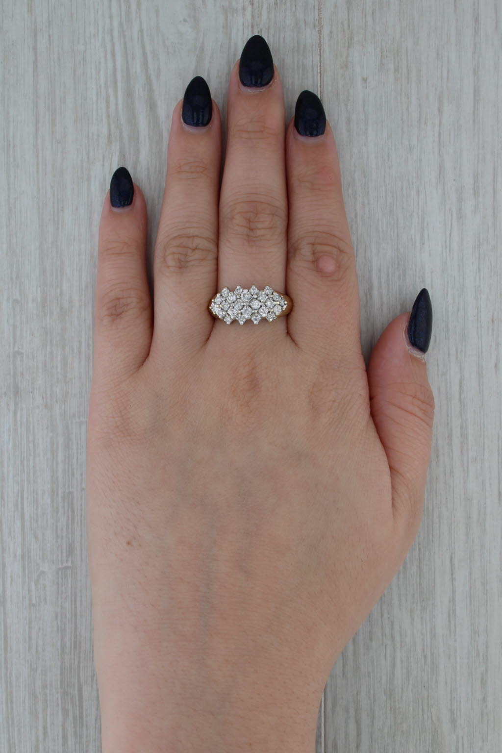 0.78ctw Diamond Cluster Ring 10k Yellow Gold Size 9.75