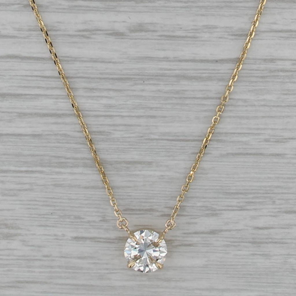 New 1.78ct Diamond Solitaire Necklace 14k Gold Cable Chain 16" 17" 18" GIA