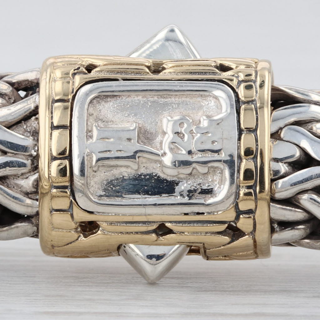 John Hardy Classic Wheat Chain Bracelet Sterling Silver 18k Gold 6.75" 10.5mm