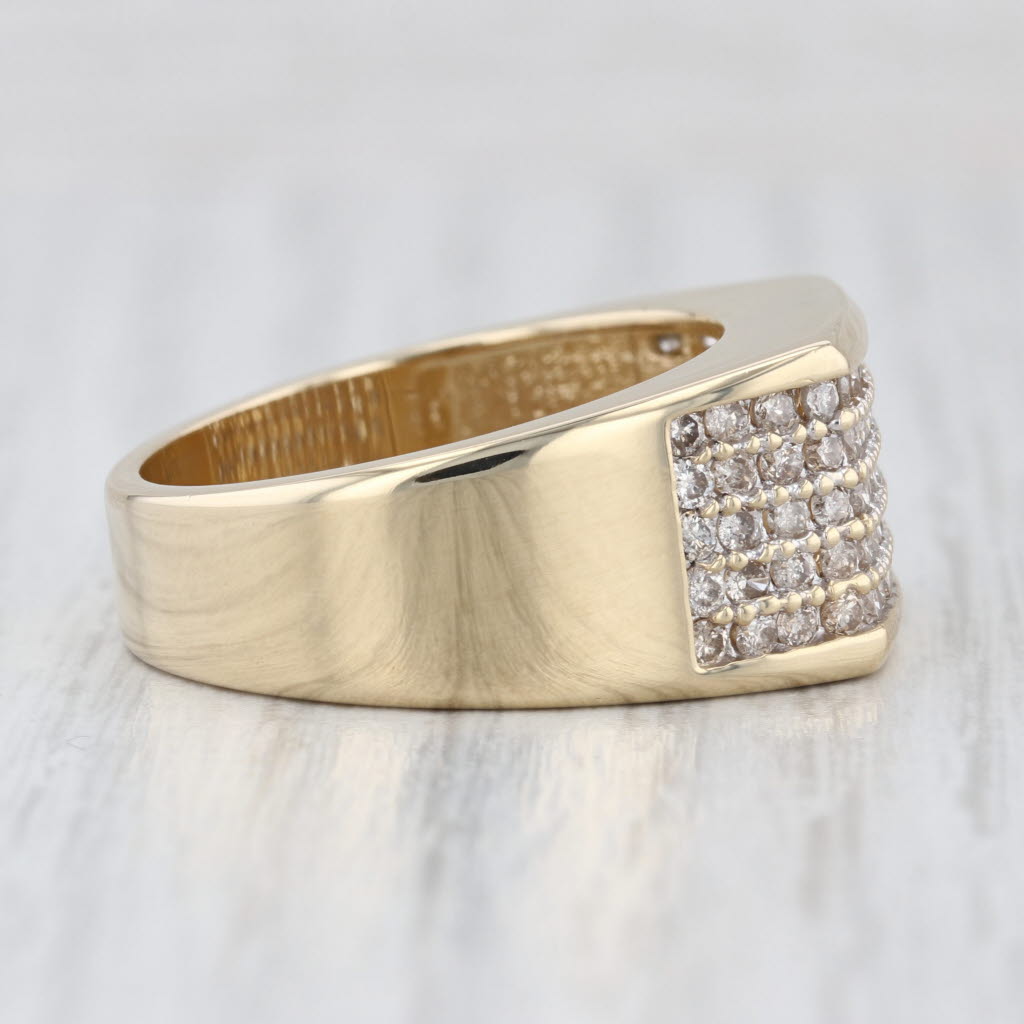 1.50ctw Pave Diamond Ring 14k Yellow Gold Size 10.75 Men's Wedding Band