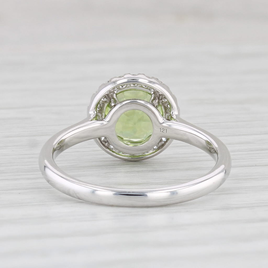 Light Gray New 1.60ctw Round Peridot Diamond Halo Ring 14k White Gold Size 6.5 Engagement