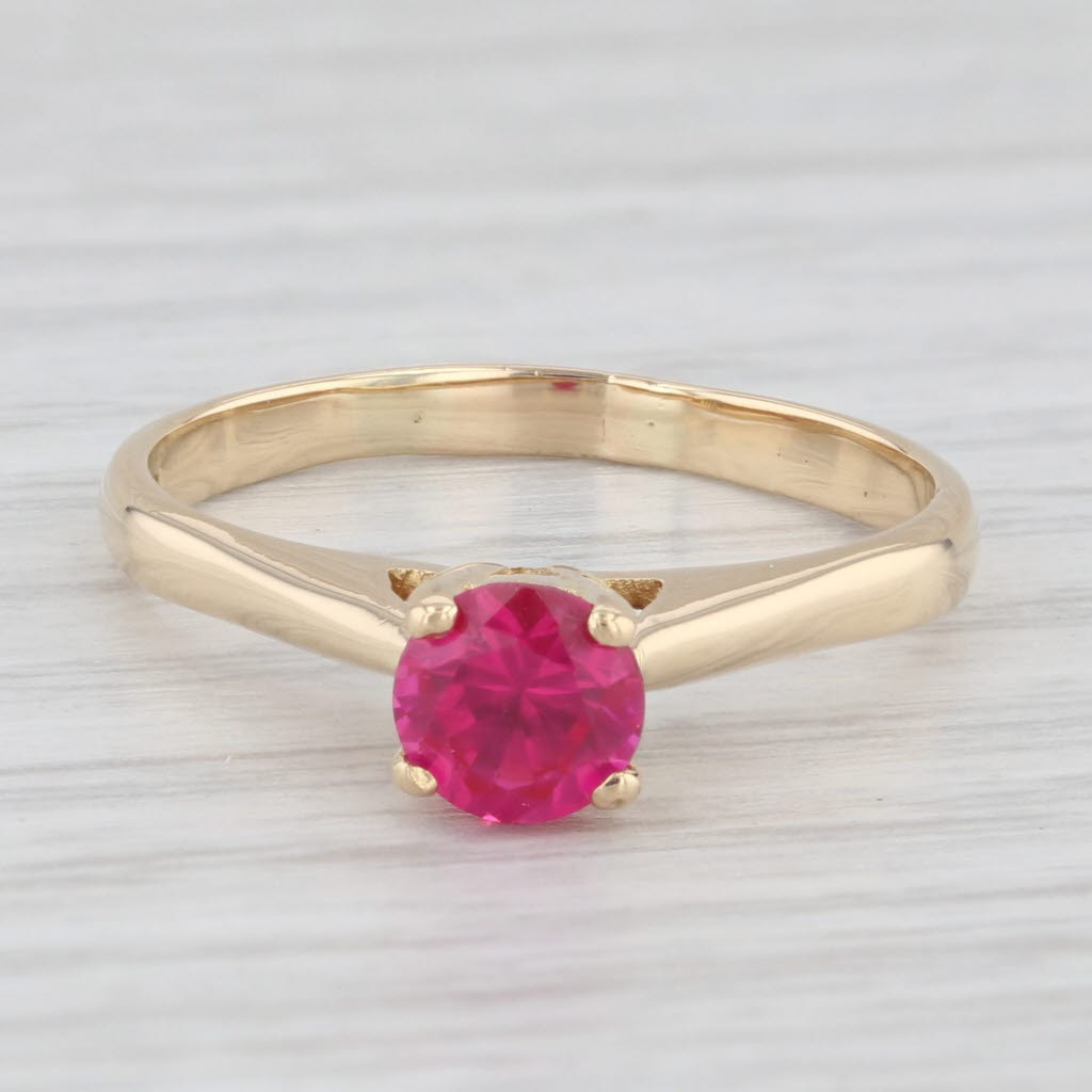 Light Gray 0.75ct Lab Created Ruby Ring 18k Yellow Gold Size 7.5