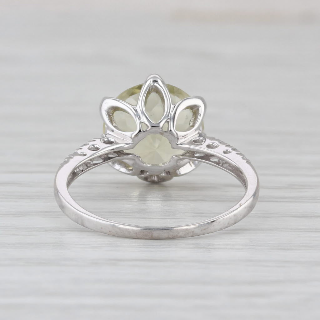 3.11ctw Yellow Citrine Diamond Solitaire Ring 10k White Gold Size 7.25