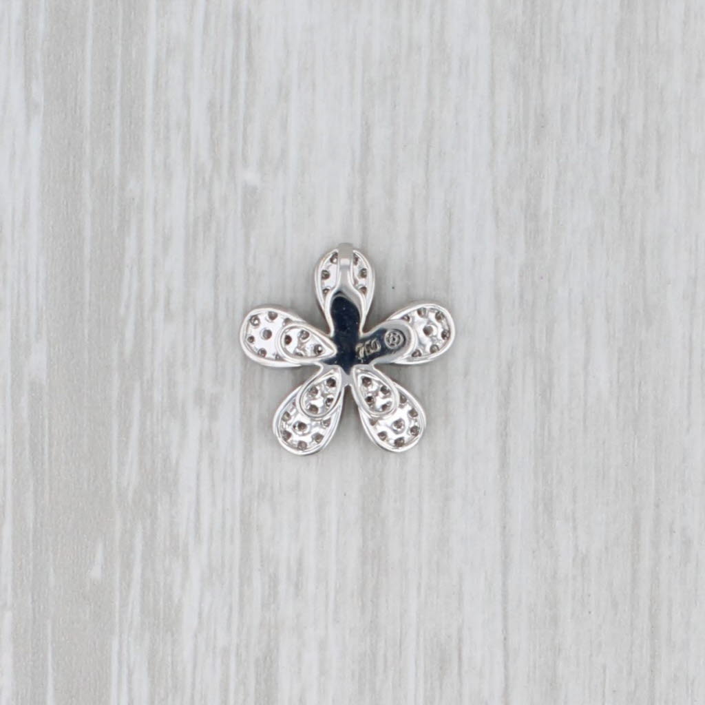 Light Gray 0.72ctw Diamond Flower Pendant 18k White Gold