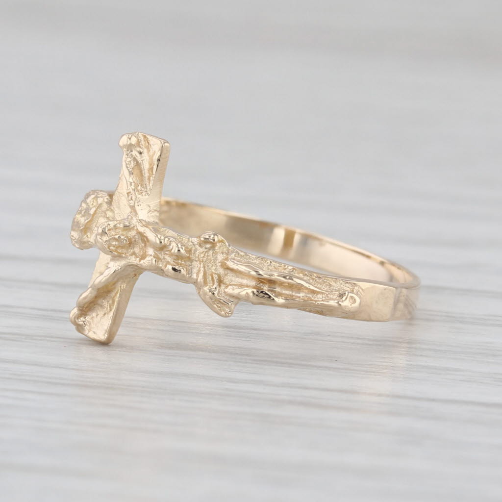 Crucifix Cross Ring 10k Yellow Gold Religious Jewelry Size 8.5