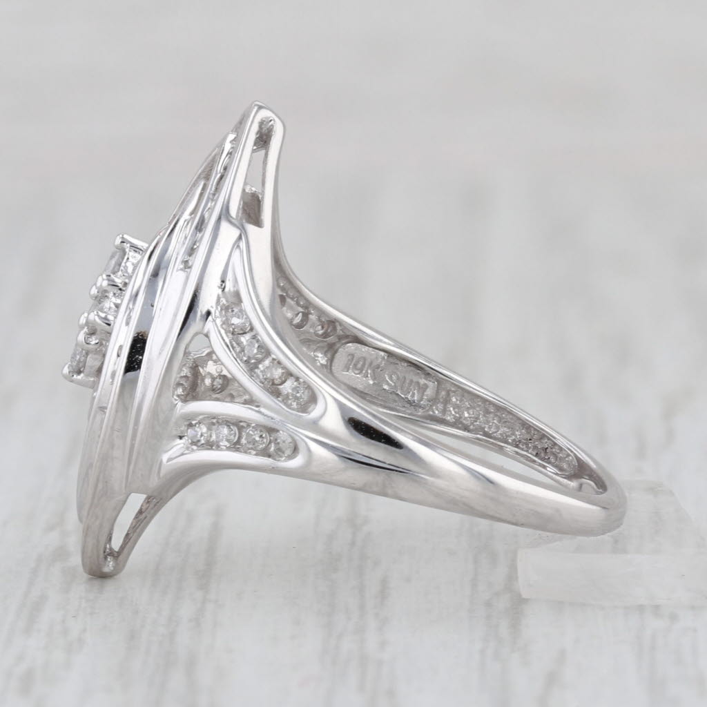 0.63ctw Diamond Ring 10k White Gold Size 7 Interlocking Halos