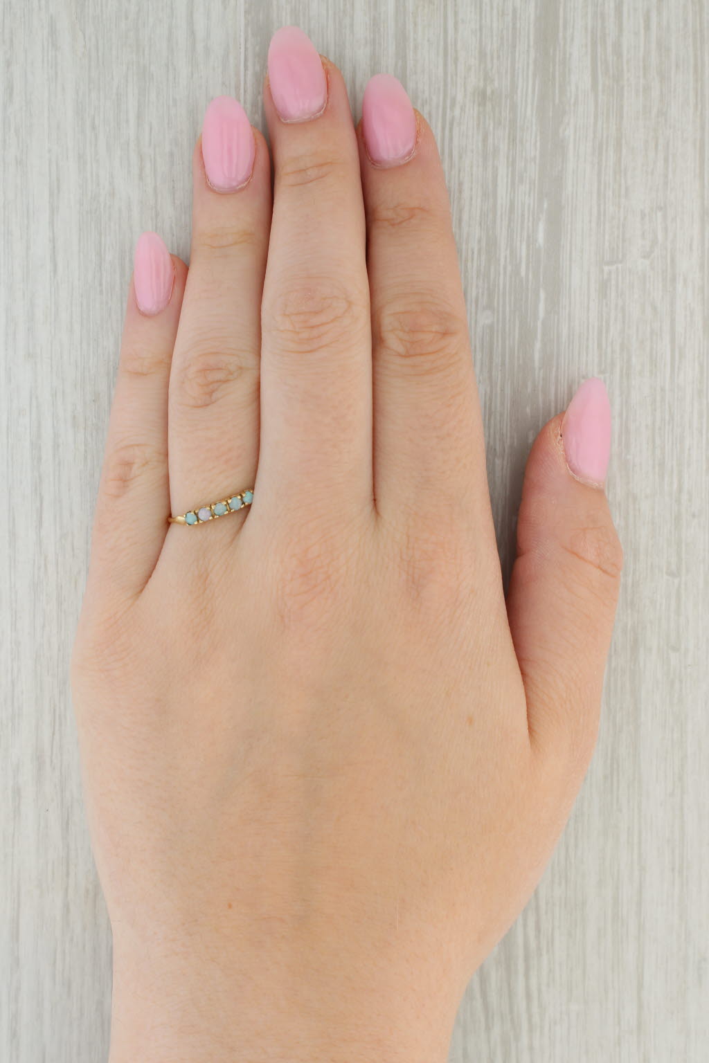 Tan Vintage Opal Ring 10k Yellow Gold Size 9.5 Stackable