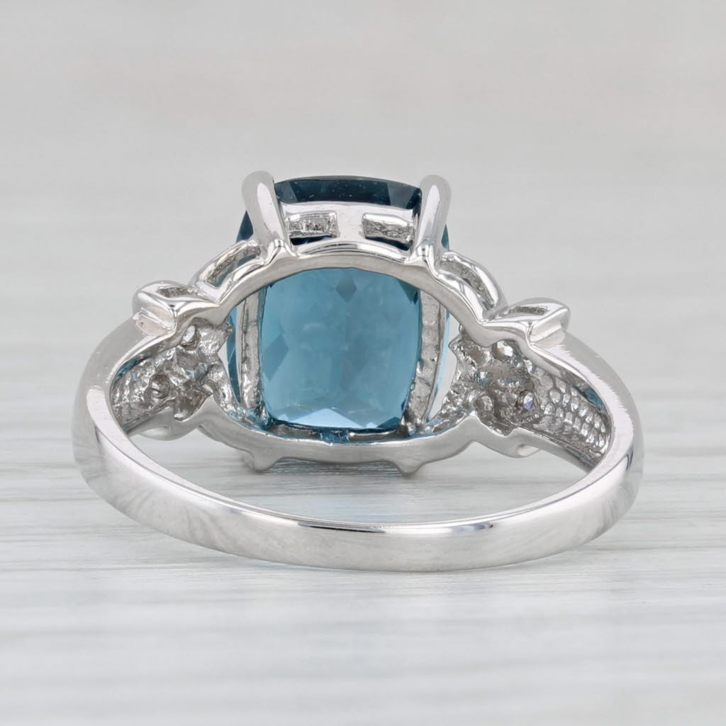 Light Gray 4.05ctw Blue Topaz Diamond Ring 10k White Gold Size 7.25