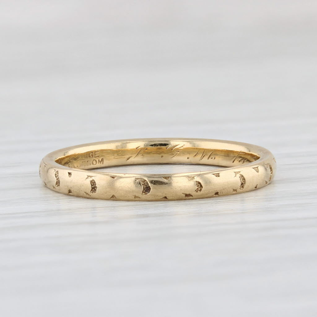 Light Gray 1920s Traub Orange Blossom Ring 18k Yellow Gold Wedding Band Stackable Size 7