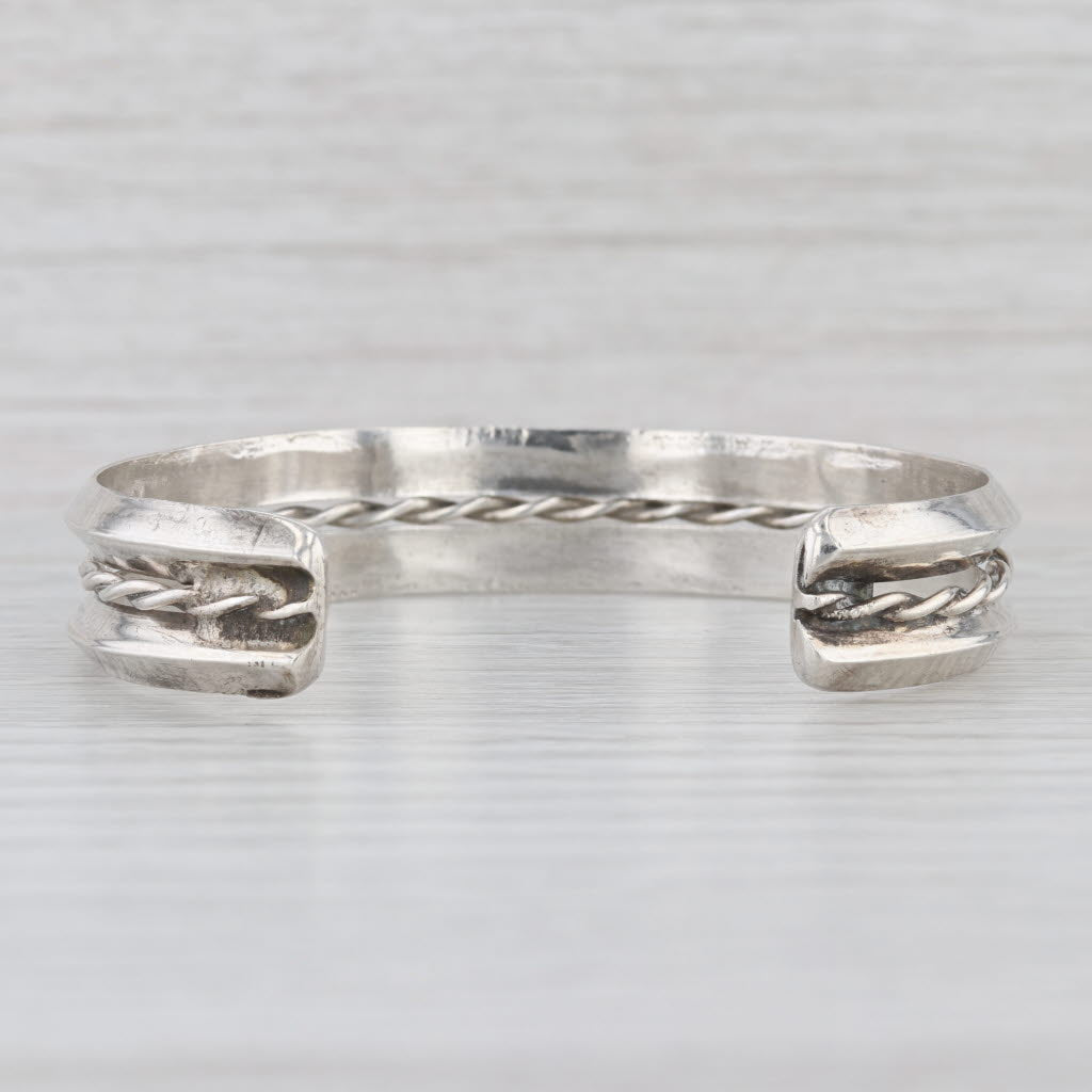 Vintage Native American Southwestern Stamped Cuff Bracelet Sterling Silver 6.75"