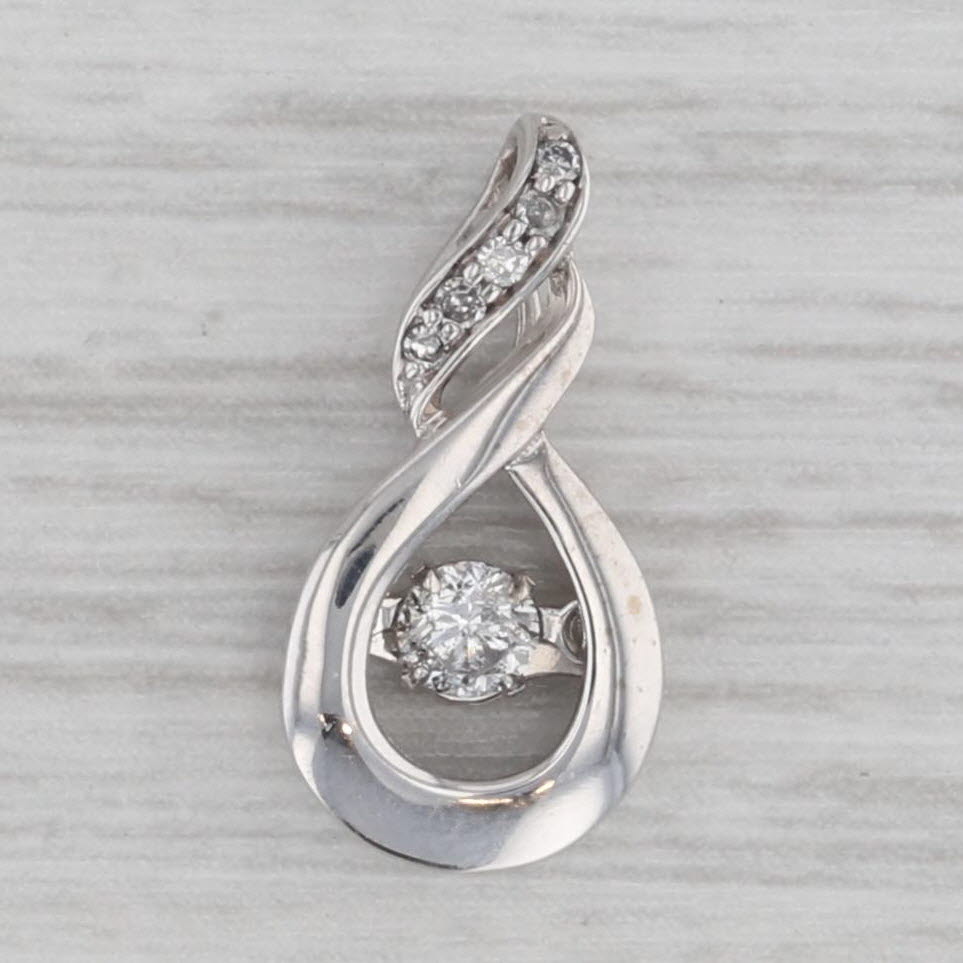 Gray 0.12ctw Round Diamond Teardrop Pendant 10k White Gold