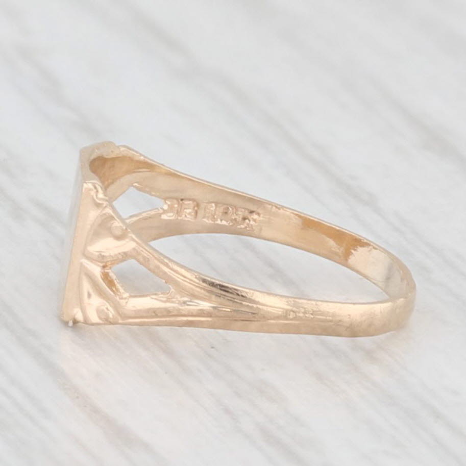 Light Gray Engravable Signet Baby Ring 10k Yellow Gold Small Size