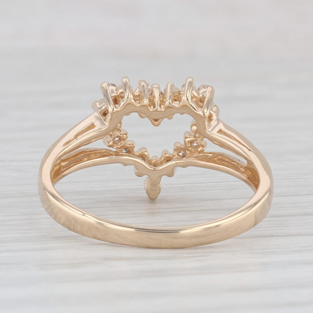 Light Gray 0.25ctw Diamond Open Heart Ring 14k Yellow Gold Size 7