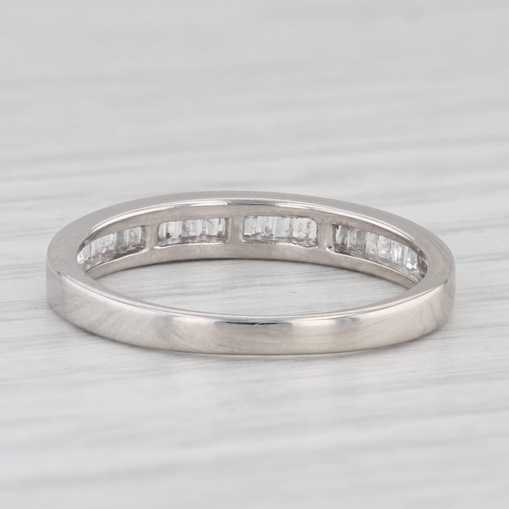 Light Gray 0.26ctw Diamond Wedding Band 10k White Gold Channel Set Baguettes Size 7.25