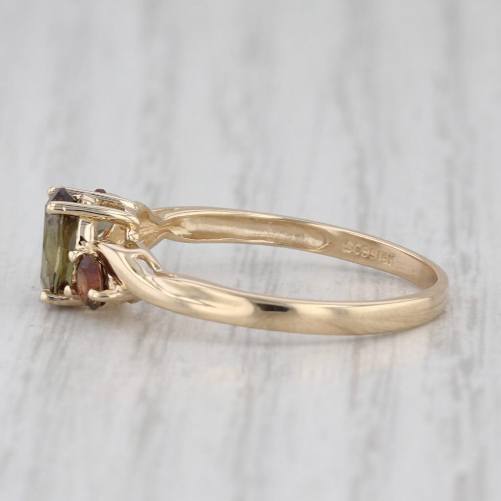 0.78ctw Green Brown Oval Andalusite 14k Yellow Gold Size 8