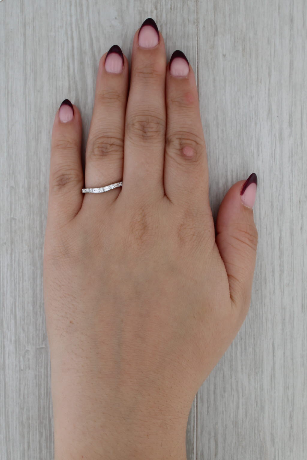 0.32ctw Diamond Wedding Band 14k White Gold Size 7.5 Stackable Anniversary Ring