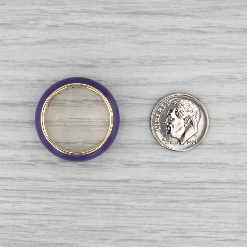 Purple Jadeite Jade Ring 14k Gold Size 9.25 Band Stackable Chinese Characters