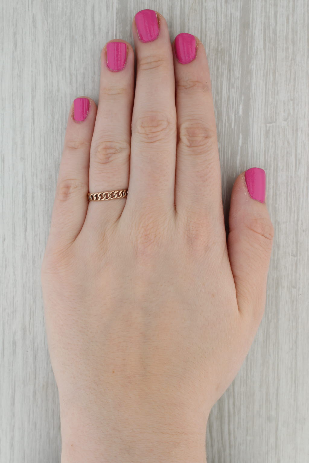 Dark Gray Vintage Cable Chain Ring 10k Yellow Gold Size 7.75 Stackable Band