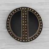 Onyx Marcasite Vintage Brooch Sterling Silver Round Circle Statement Pin
