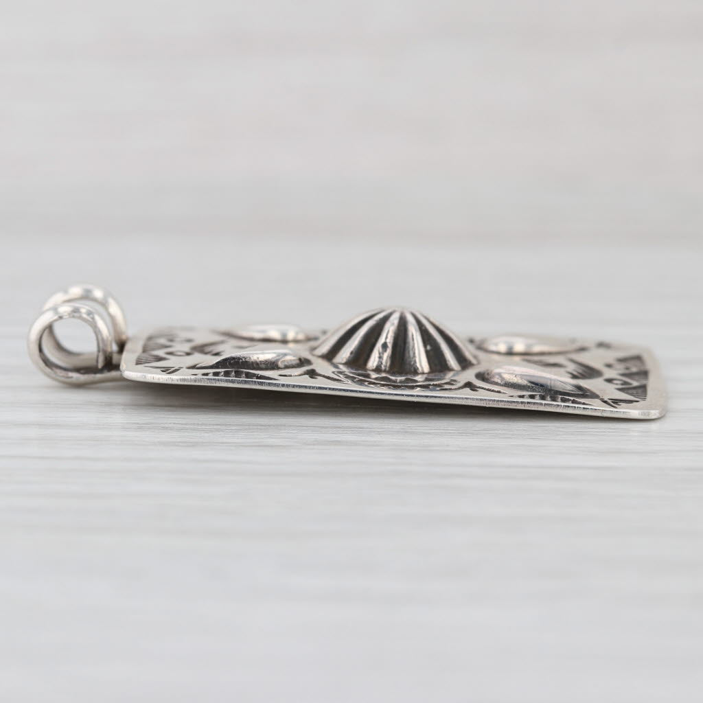 Vintage Navajo Stamped Design Pendant Sterling Silver Native American