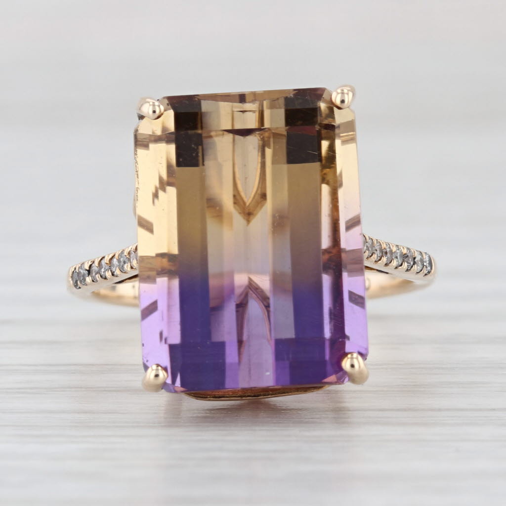 11.32ctw Ametrine Diamond Ring 10k Yellow Gold Size 8 Cocktail