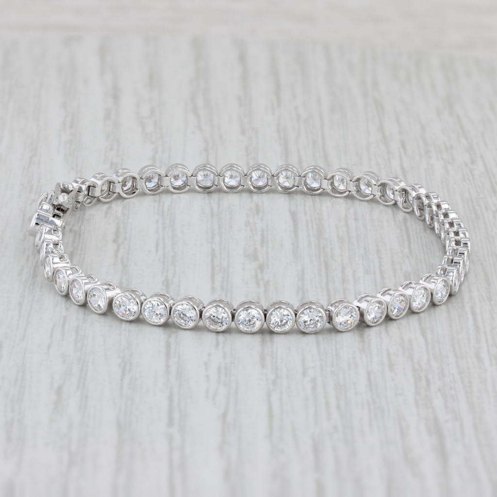 Light Gray 5ctw Cubic Zirconia Tennis Bracelet 14k White Gold 7" 3.8mm