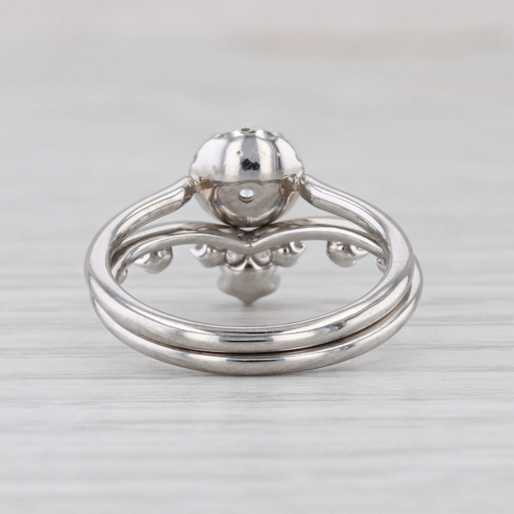 Gabriel & Co Diamond Halo Engagement Ring Wedding Band Bridal Set 14k White Gold