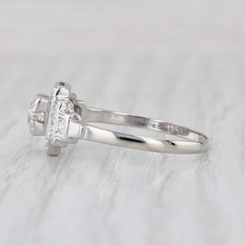 Vintage 0.44ctw Diamond Engagement Ring 14k White Gold Size 9.5
