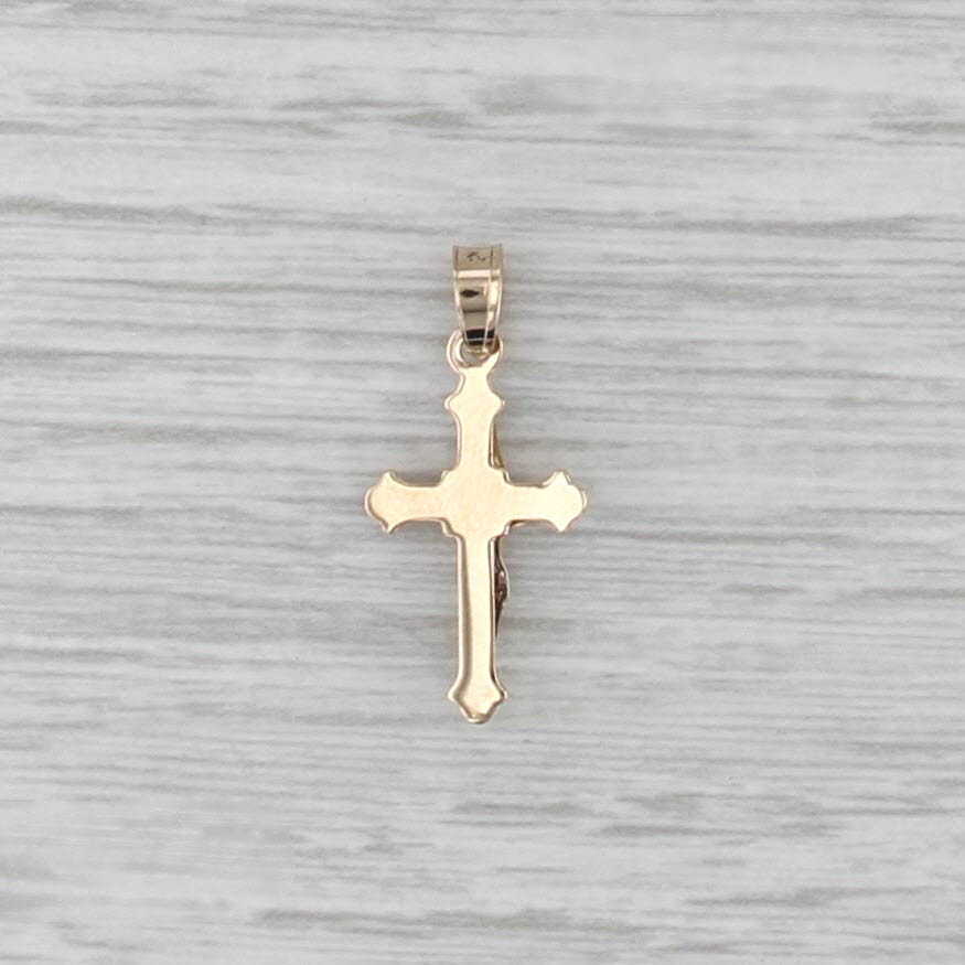 New Small Crucifix Cross Pendant 14k Yellow White Gold