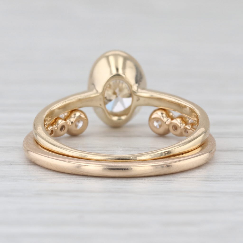 1.02ctw VS2 Oval Lab Grown Diamond Engagement Ring Wedding Band Set 14k Gold IGI