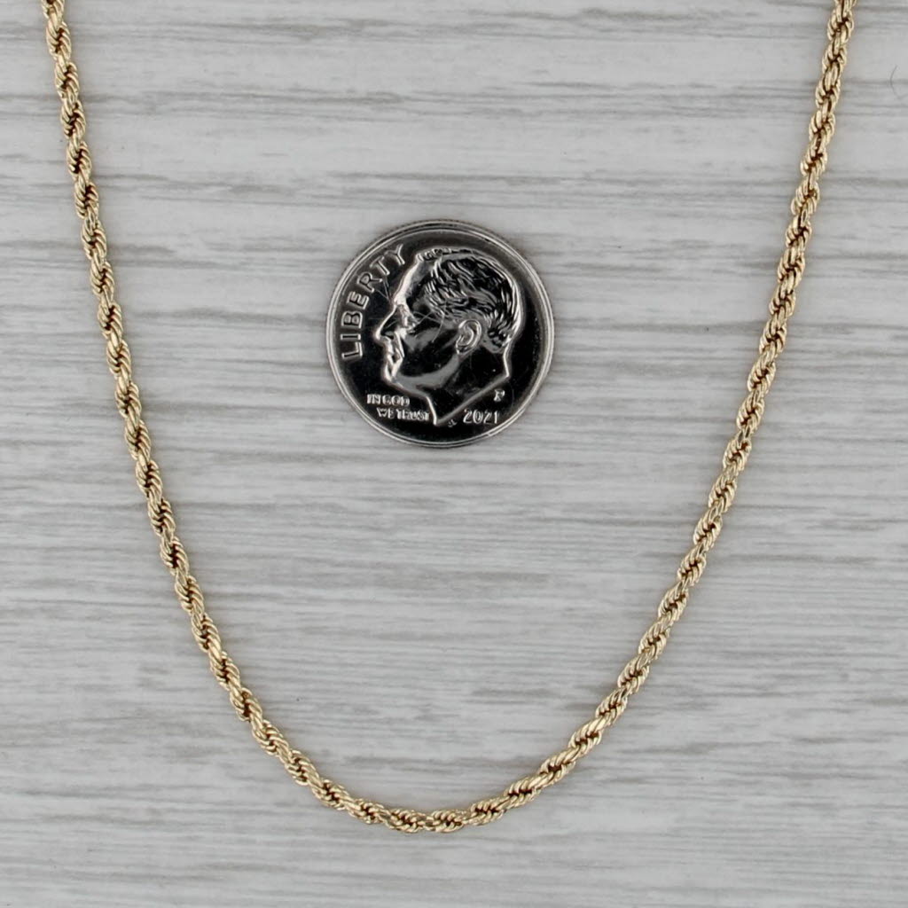 21" 1.8mm Rope Chain Necklace 10k Yellow Gold