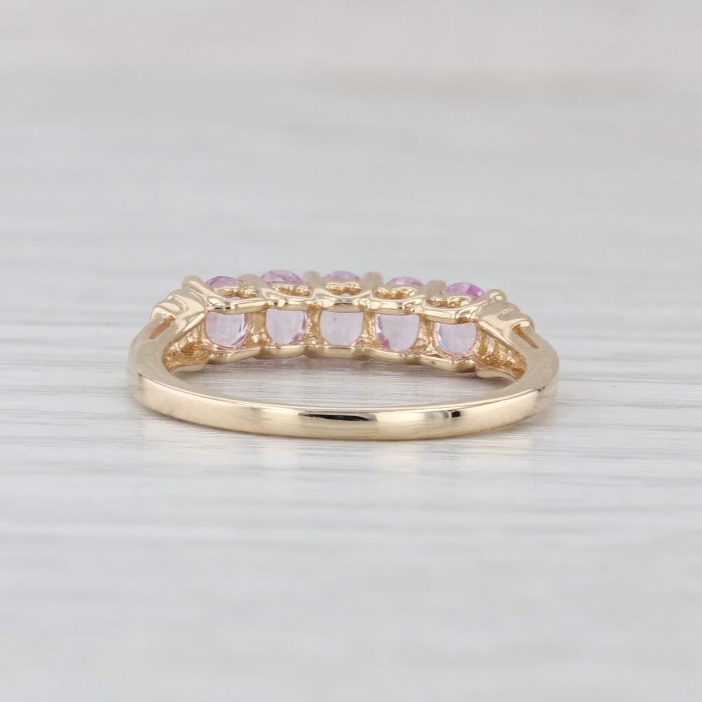 1.20ctw Tiered Pink Sapphire Ring 10k Yellow Gold Size 6 Stackable